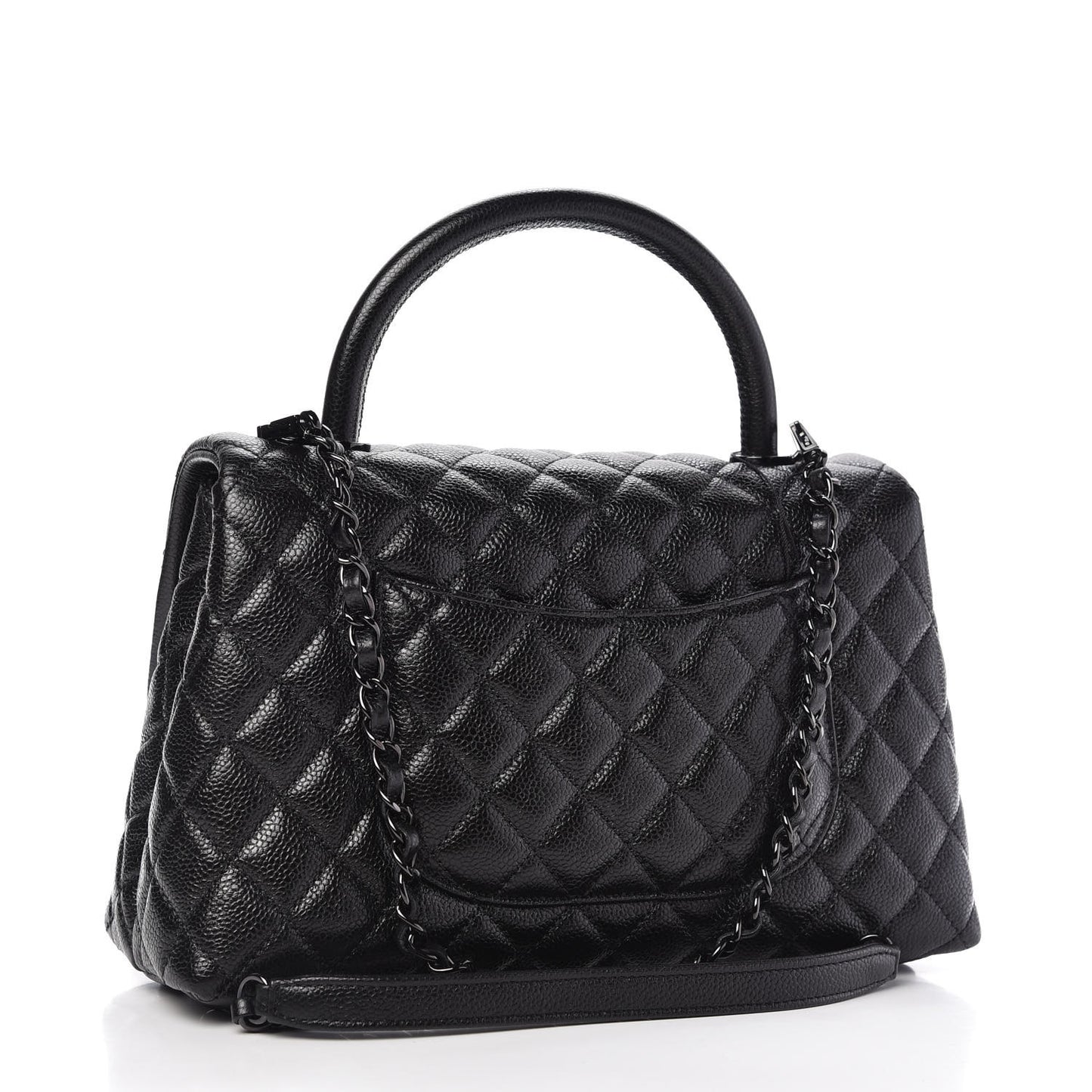 Caviar Quilted Small Coco Handle Flap So Black