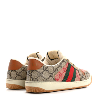 Gucci GG Supreme Monogram Harness Calfskin Web Womens Screener Sneakers 37.5 Beige Ebony Rosso Harness Brown 5 of 10
