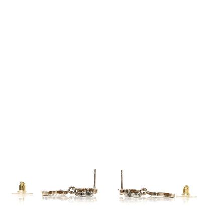 Chanel Crystal Pearl Double CC Drop Earrings Gold Silver 3 of 4
