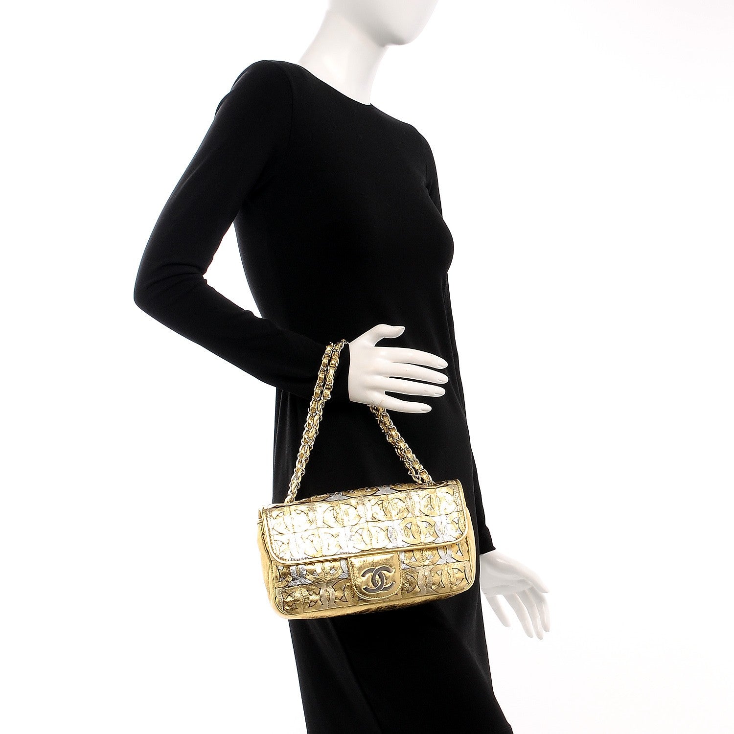 Chanel Metallic Crackled Calfskin Medium CC Mix Flap Gold 2 of 7