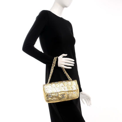 Chanel Metallic Crackled Calfskin Medium CC Mix Flap Gold 2 of 7