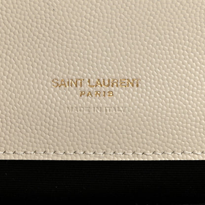 Saint Laurent Grain De Poudre Textured Mixed Matelasse Triquilt Monogram Clutch Crema Soft 6 of 9