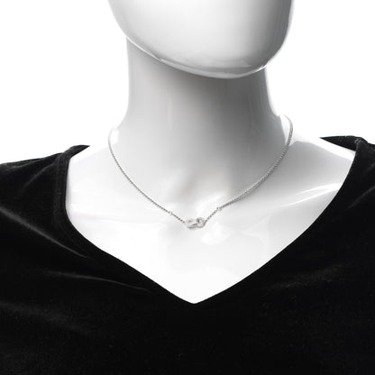 Cartier 18K White Gold Diamond Agrafe Pendant Necklace 2 of 6