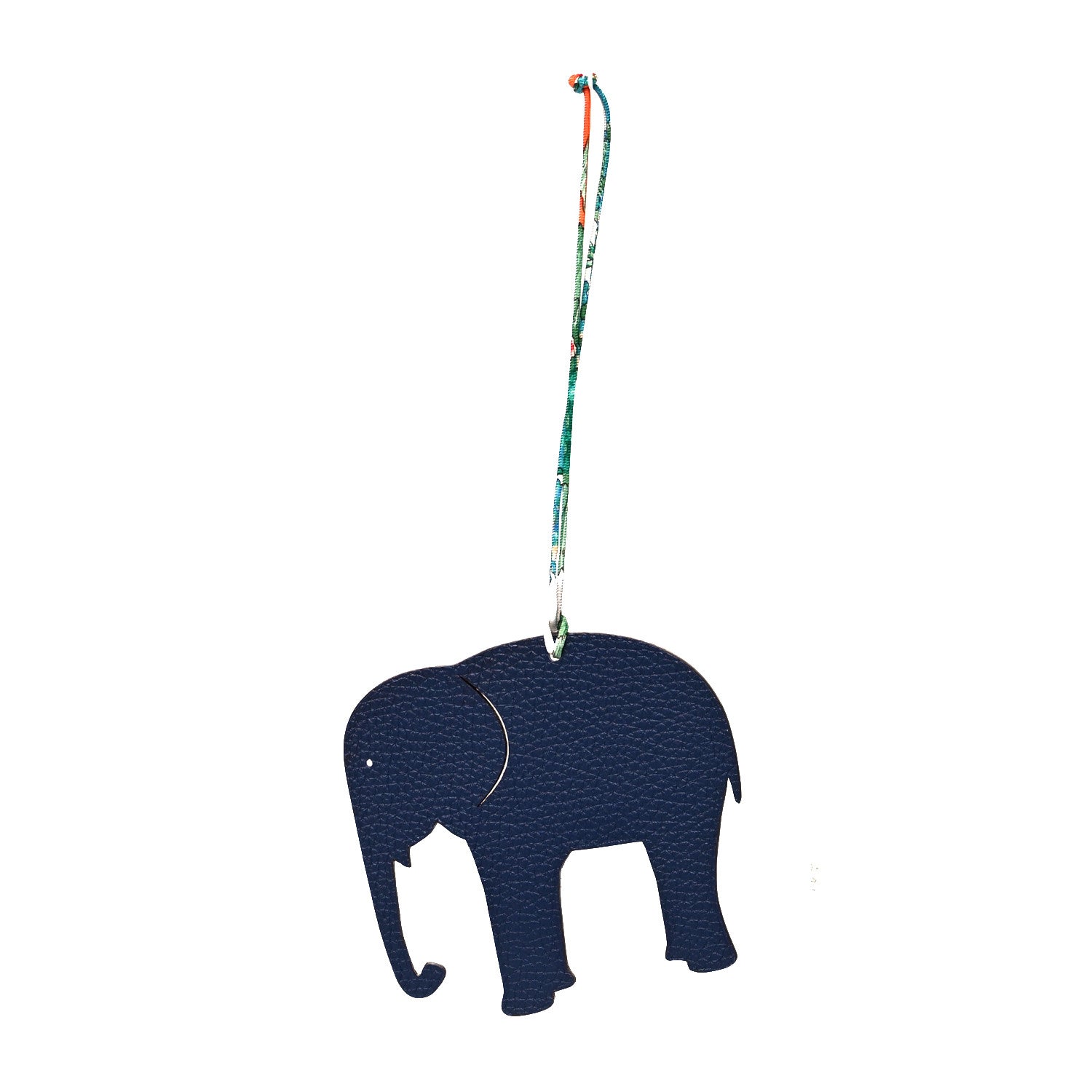Hermes Epsom Togo Petit H Elephant Bag Charm Bleu Saphir Chocolate 1 of 3