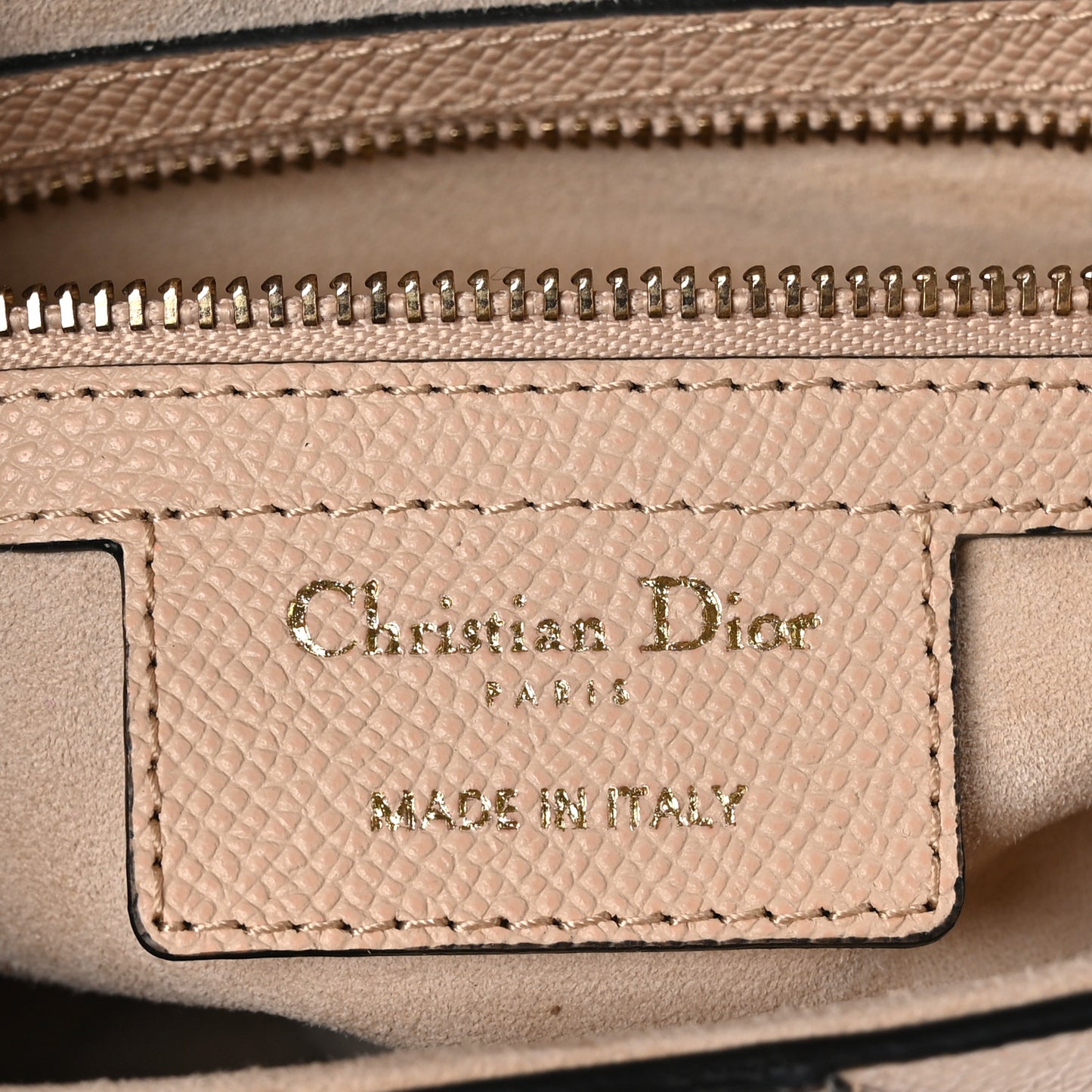 Grained Calfskin Saddle Bag With Strap Beige