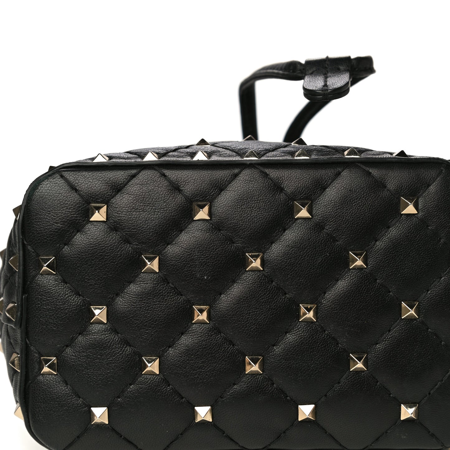 Nappa Mini Rockstud Spike Bucket Bag Black