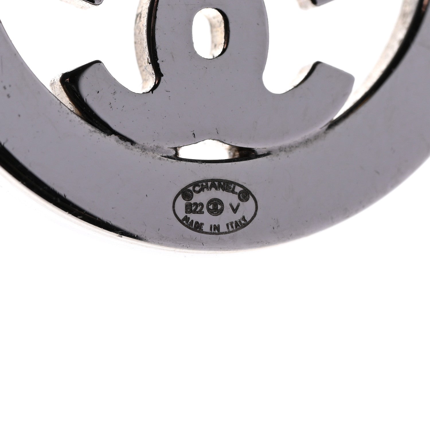 Chanel Crystal CC Round Earrings Silver 3 of 5