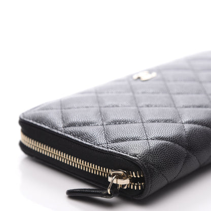 Chanel Caviar Quilted Large Zip Around Organizer Wallet Black 7 of 9
