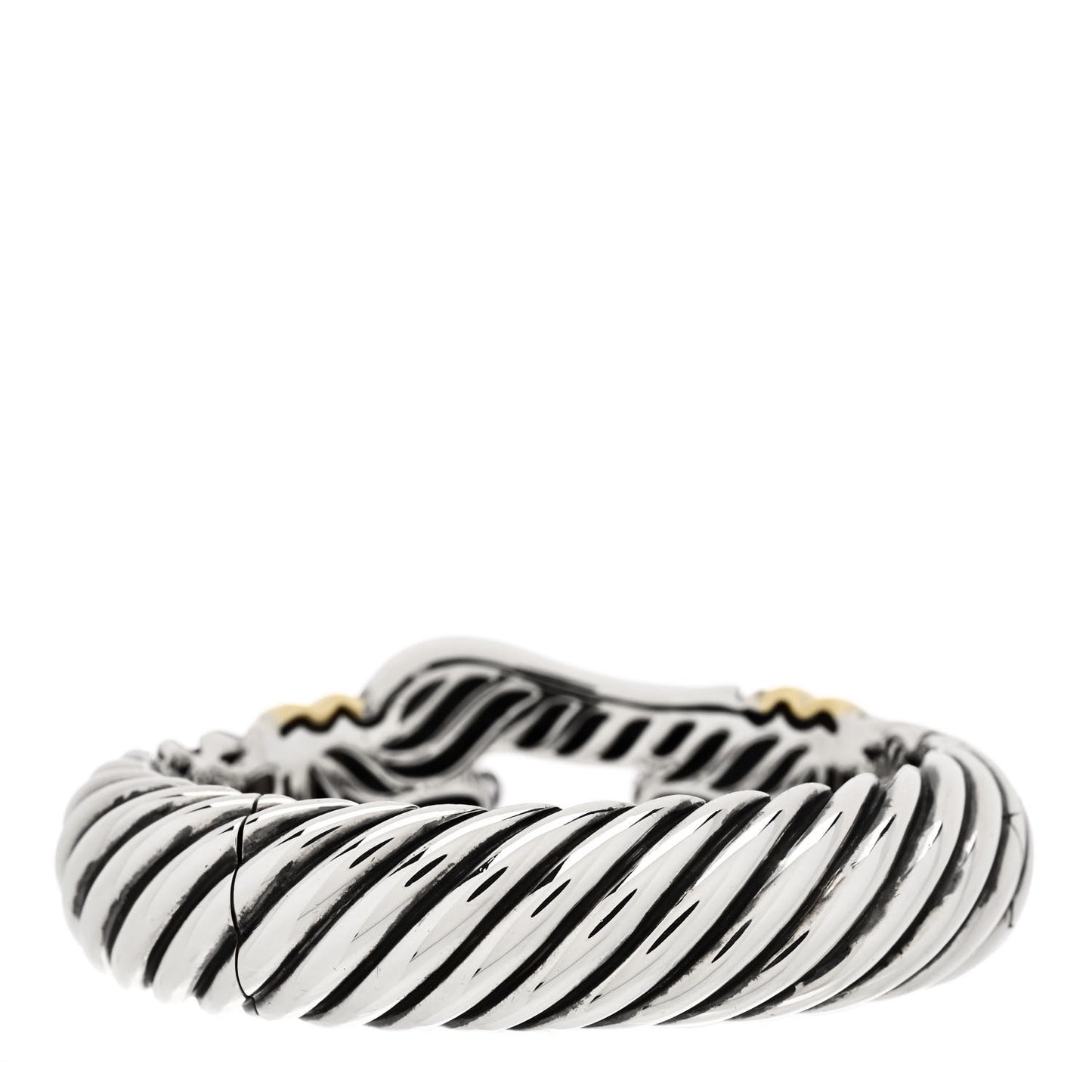 Sterling Silver 18K Yellow Gold 15mm Cable Buckle Bracelet