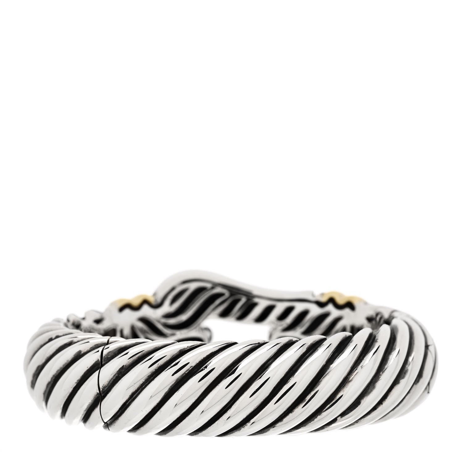 David Yurman Sterling Silver 18K Yellow Gold 15mm Cable Buckle Bracelet 2 of 3
