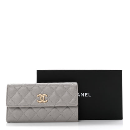 Chanel Caviar Quilted Studded CC Large Gusset Flap Wallet Grey 8 of 8