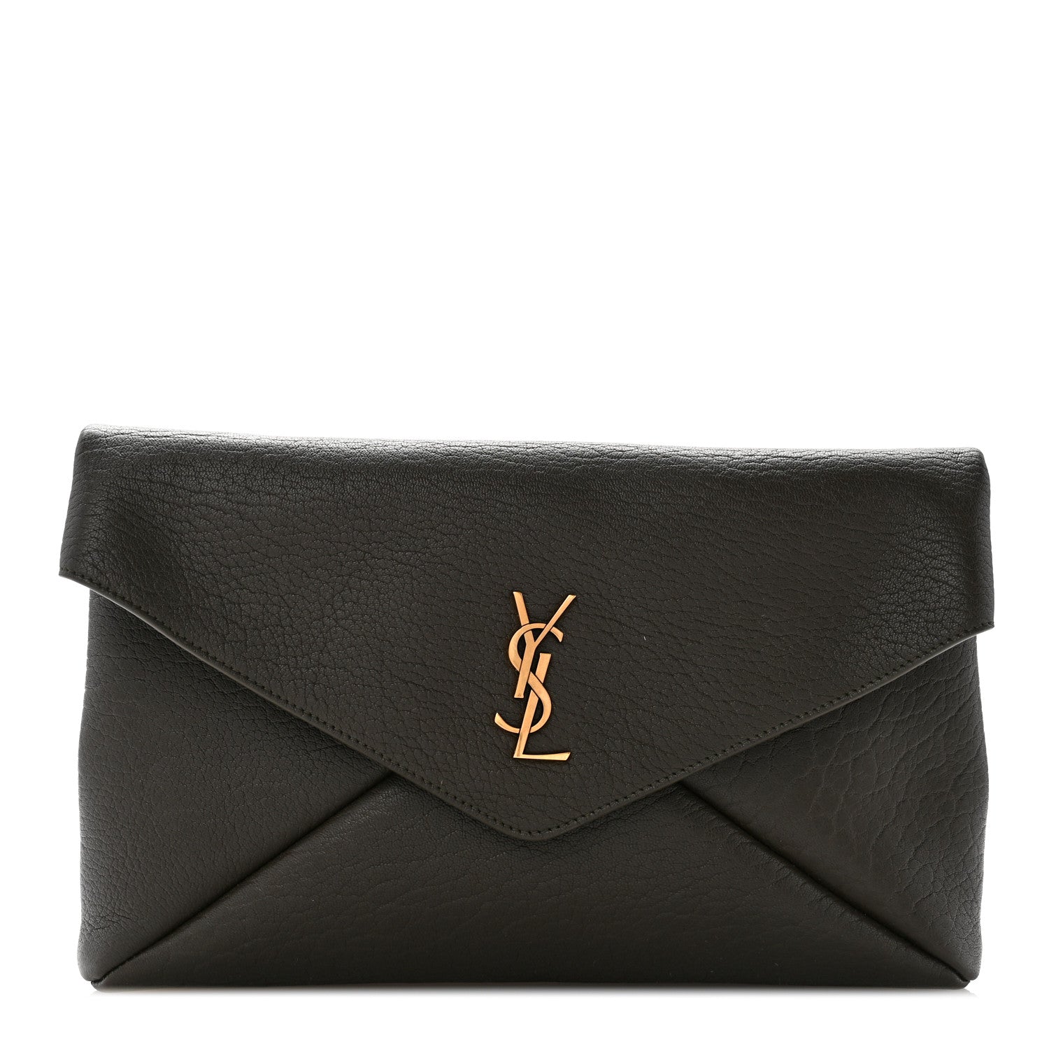 Saint Laurent Lambskin Large Cassandre Envelope Pouch Light Musk 1 of 7