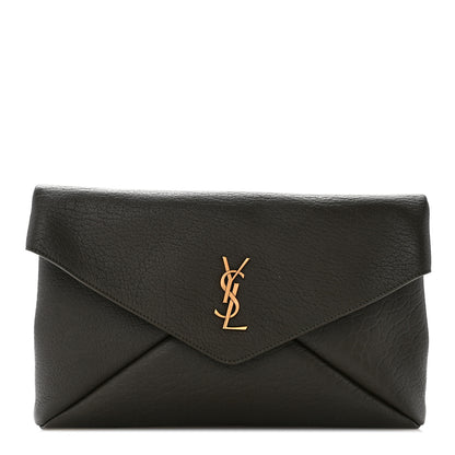 Saint Laurent Lambskin Large Cassandre Envelope Pouch Light Musk 1 of 7
