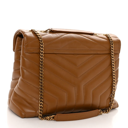 Saint Laurent Calfskin Y Quilted Monogram Medium Loulou Chain Satchel Dark Natural 3 of 9