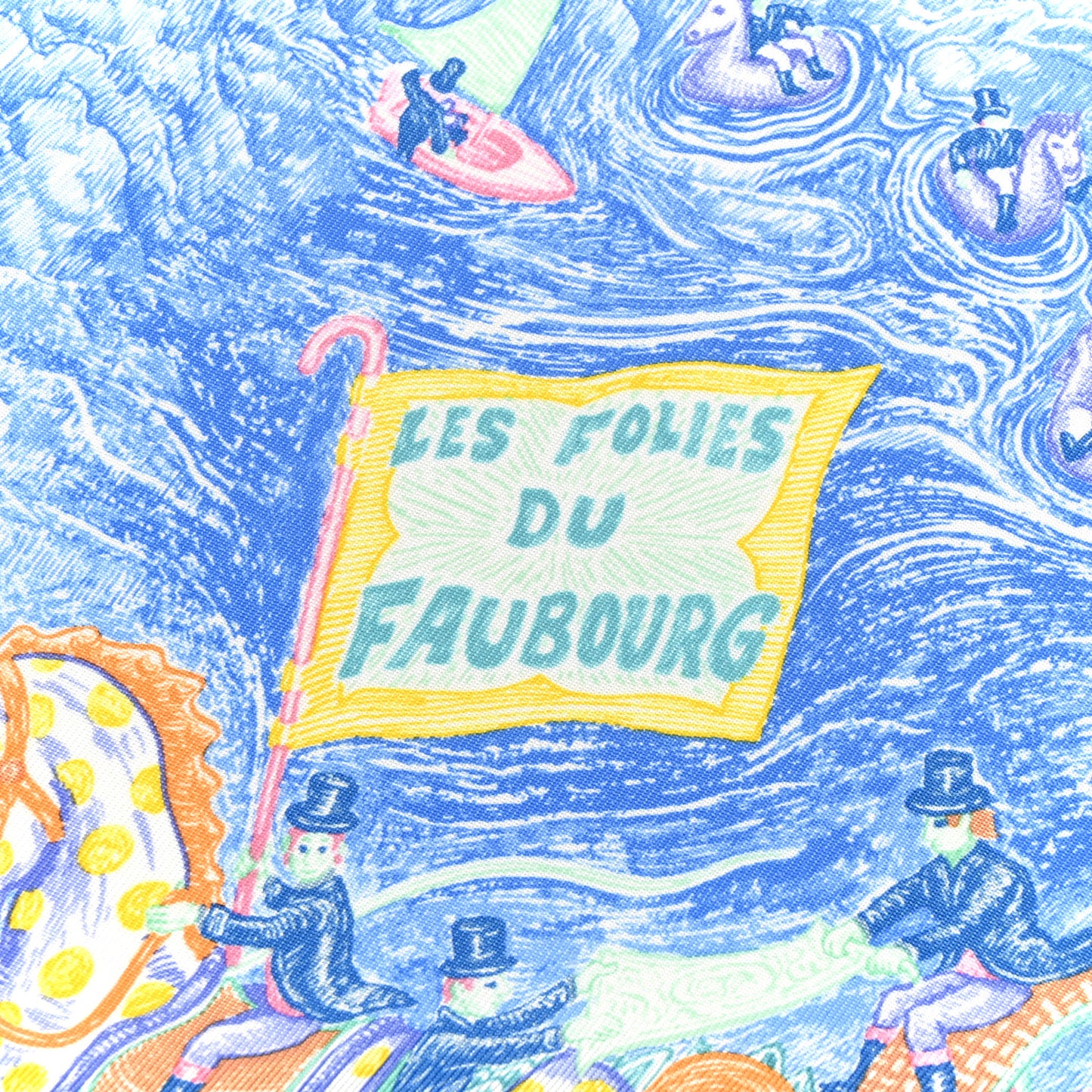Silk Faubourg Tropical Scarf 90  Rose Bleu Jean Vert