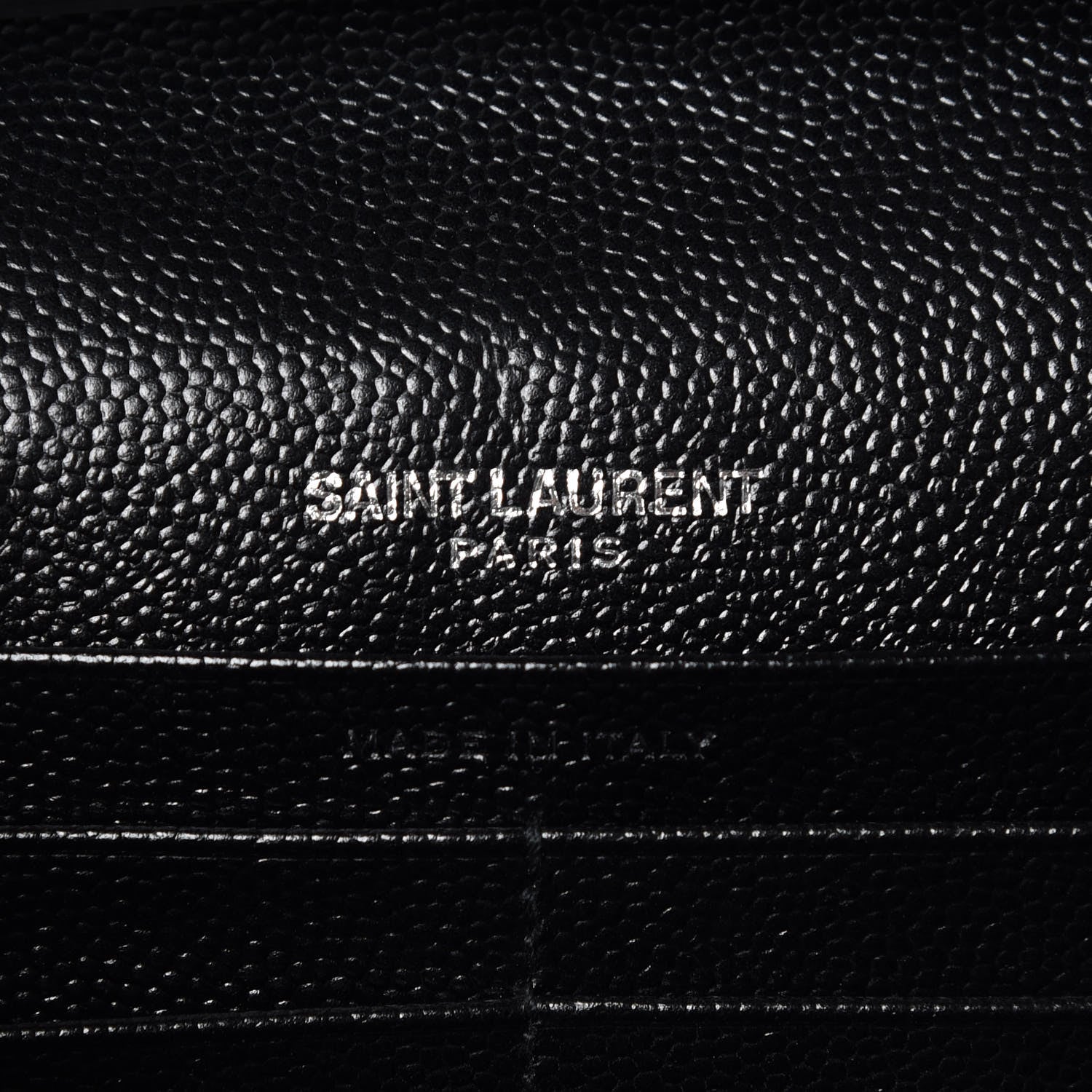 Saint Laurent Grain De Poudre Matelasse Chevron Monogram Chain Wallet Black 6 of 7