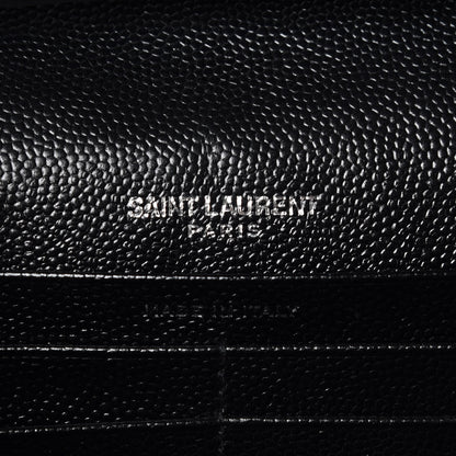 Saint Laurent Grain De Poudre Matelasse Chevron Monogram Chain Wallet Black 6 of 7