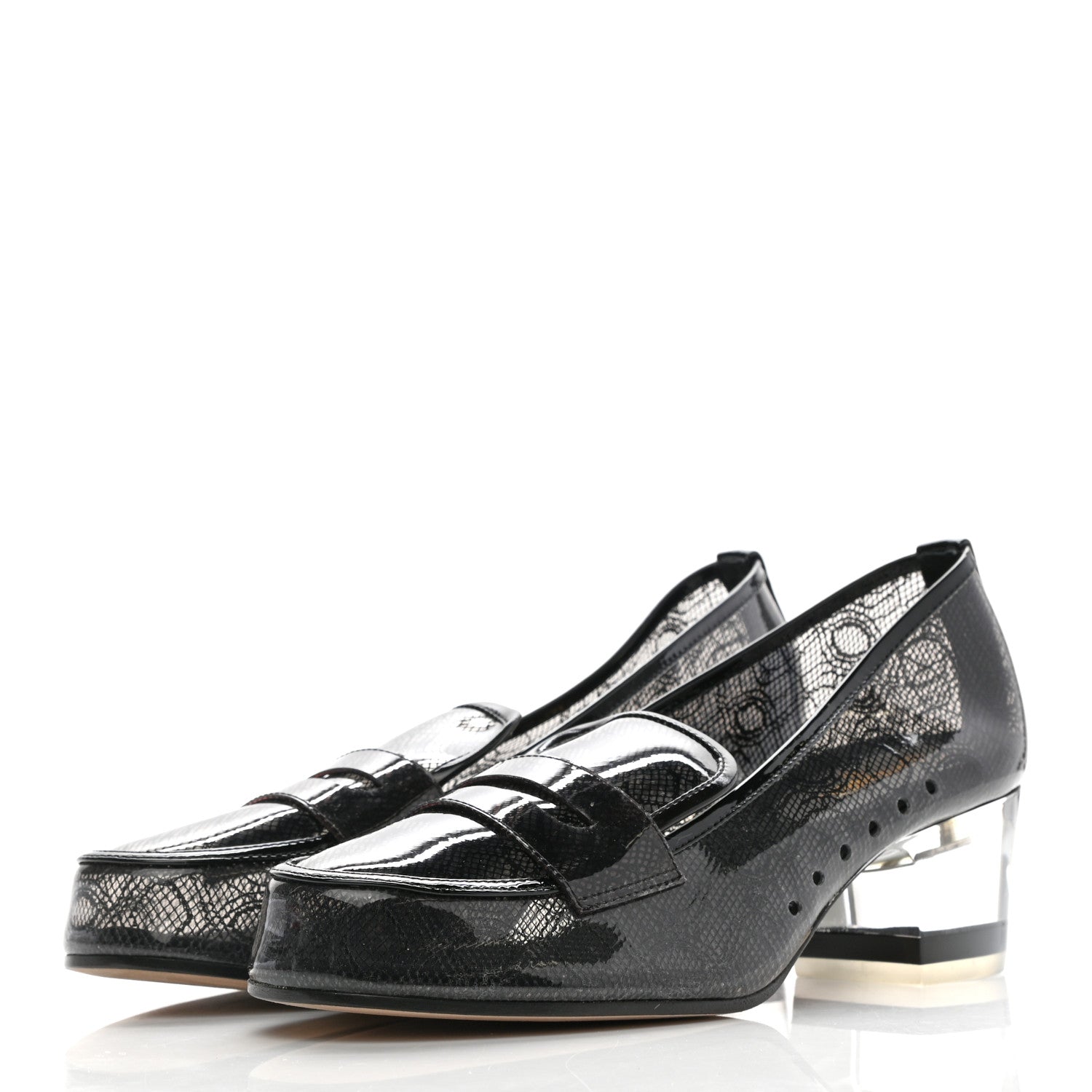 Chanel Calfskin PVC Patent Mocassin Loafers 38 Transparent Black 3 of 7