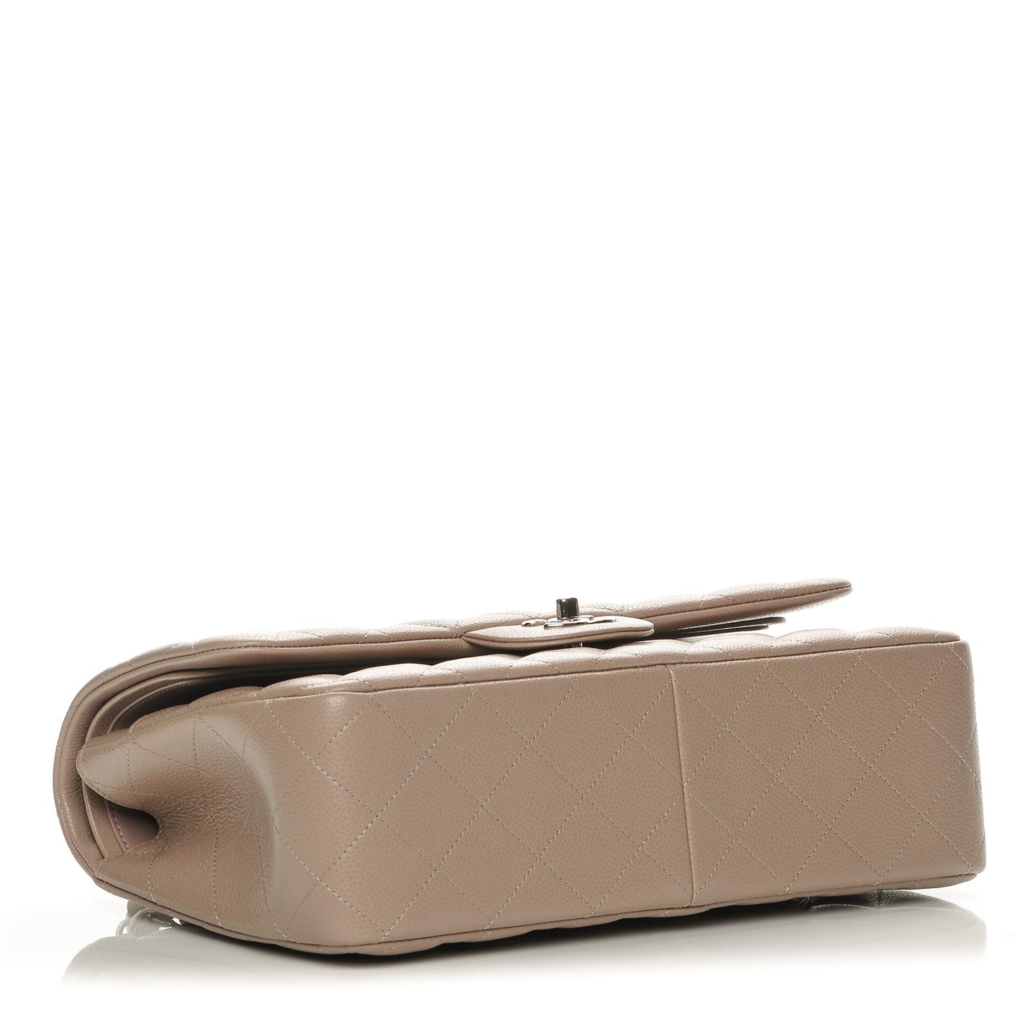 Caviar Quilted Jumbo Double Flap Beige