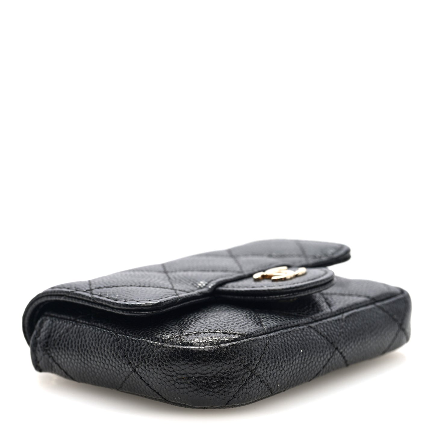 Caviar Quilted Mini Chain Belt Bag Black