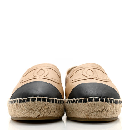 Chanel Lambskin CC Espadrilles 39 Beige Black 2 of 10