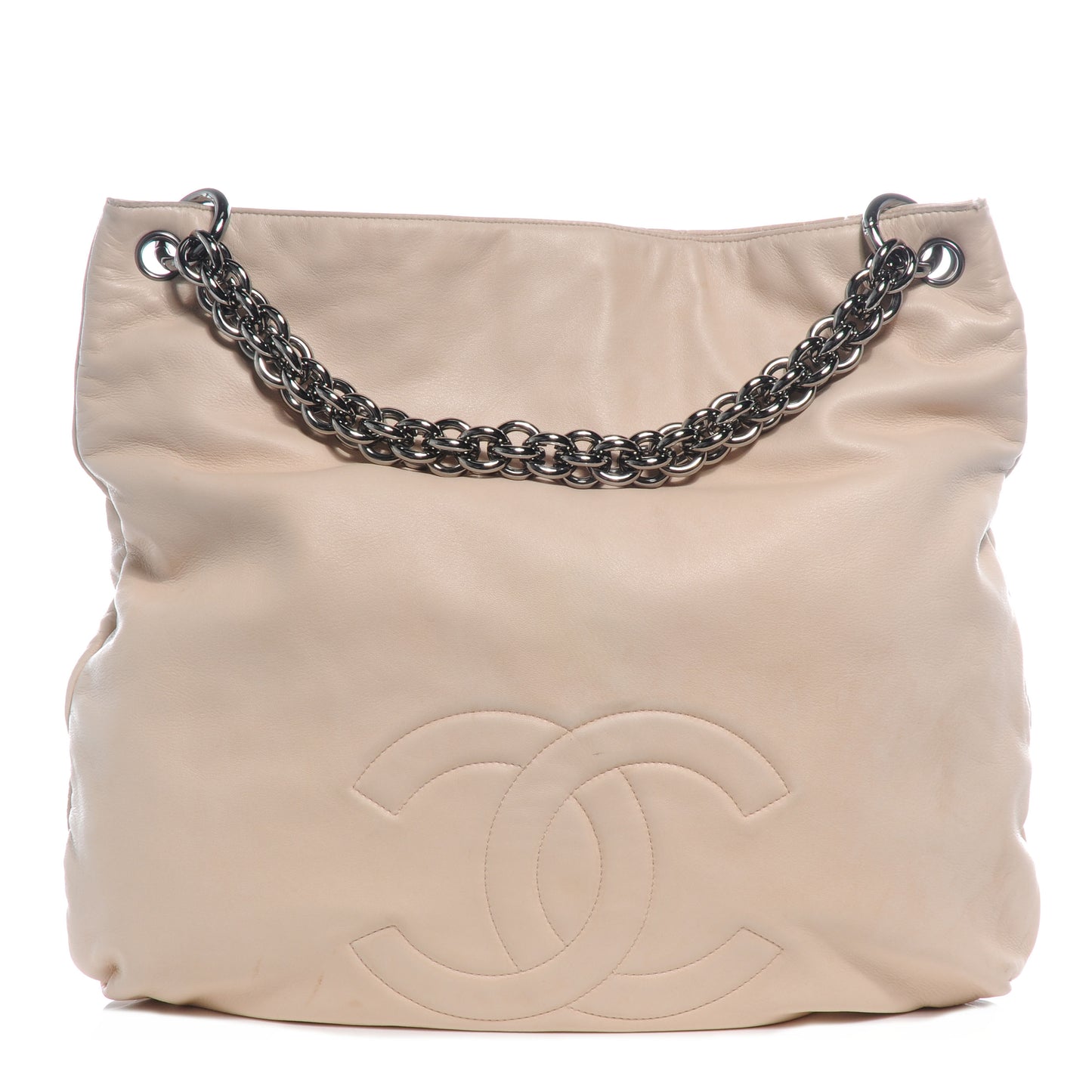 Lambskin Soft and Chain Large Hobo Beige