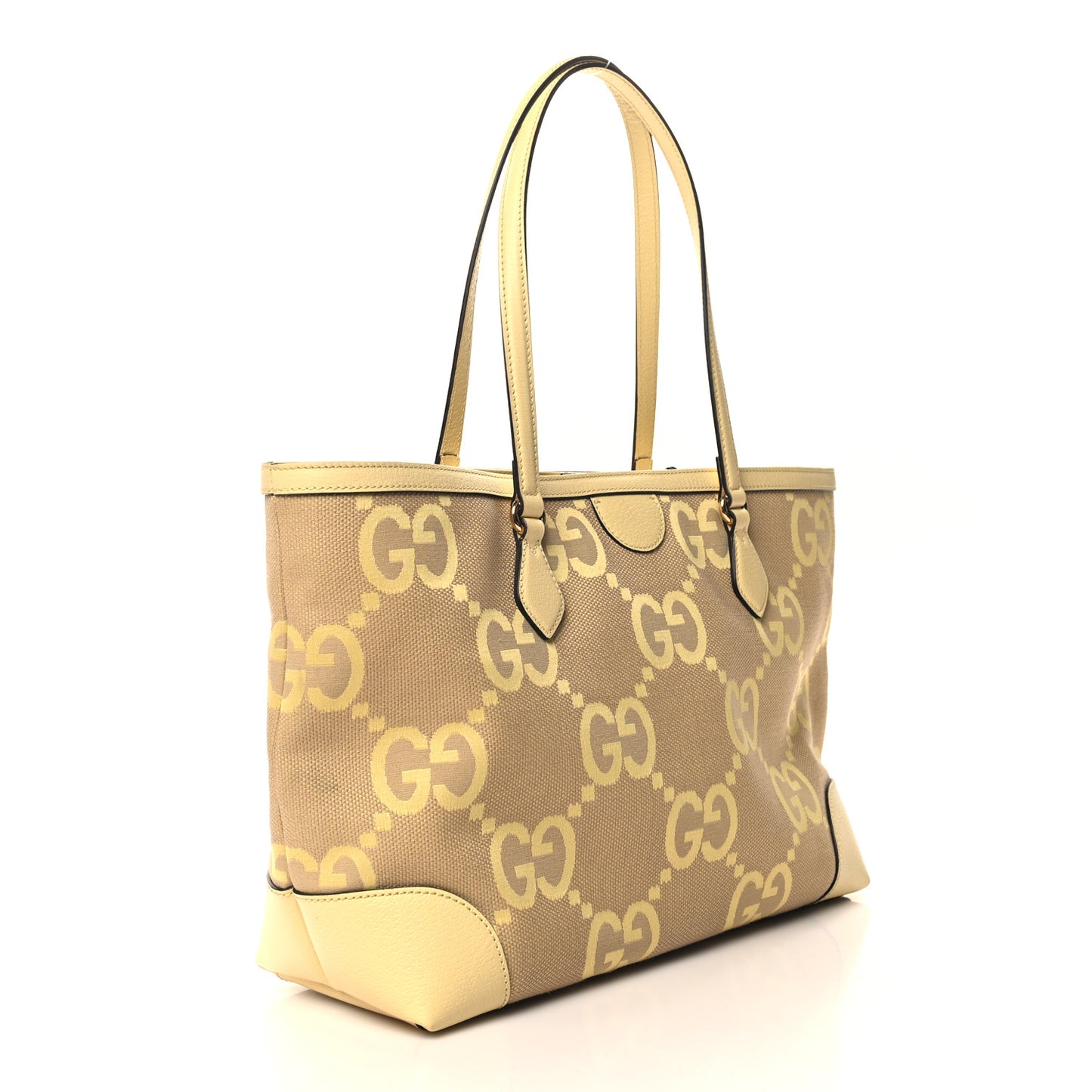 Monogram Jumbo GG Textured Dollar Calfskin Medium Ophidia Shopping Tote Camel Banana