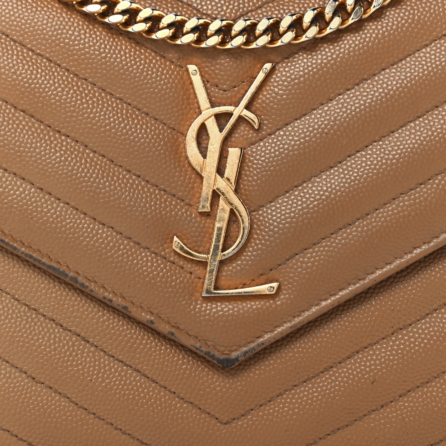 Grain De Poudre Matelasse Chevron Cassandre Chain Wallet Cork