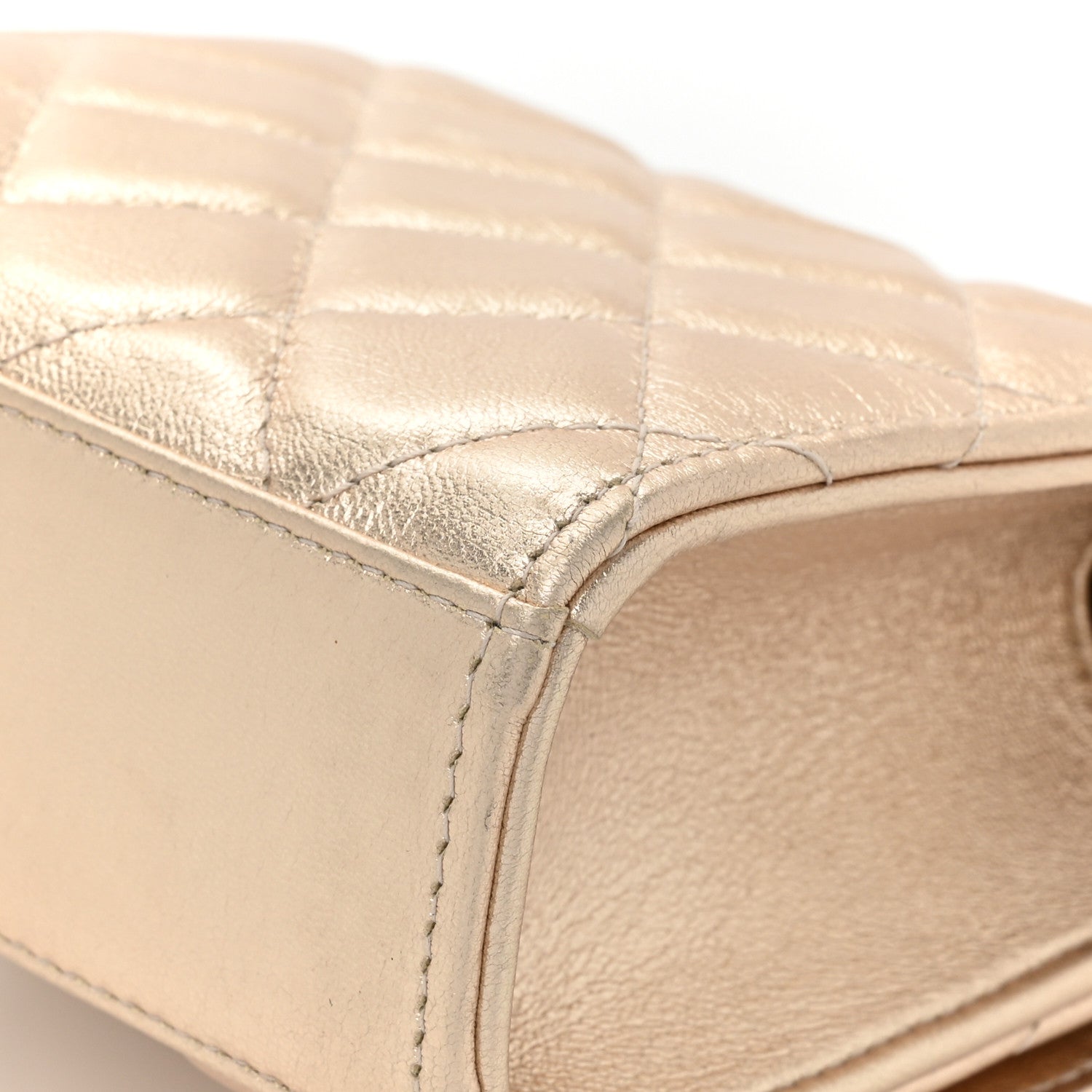 Chanel Metallic Lambskin Quilted Mini Trendy CC Clutch With Chain Gold 11 of 12