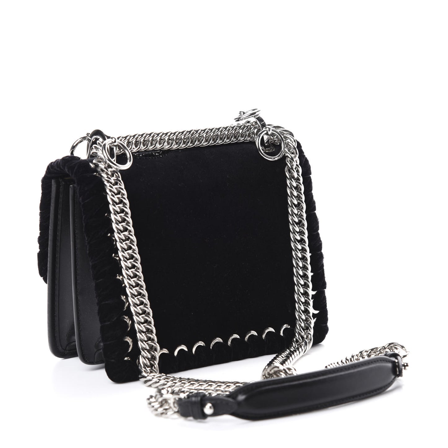 Velvet Vitello Liberty Crystal Logo Lace Up Small Kan I Shoulder Bag Black