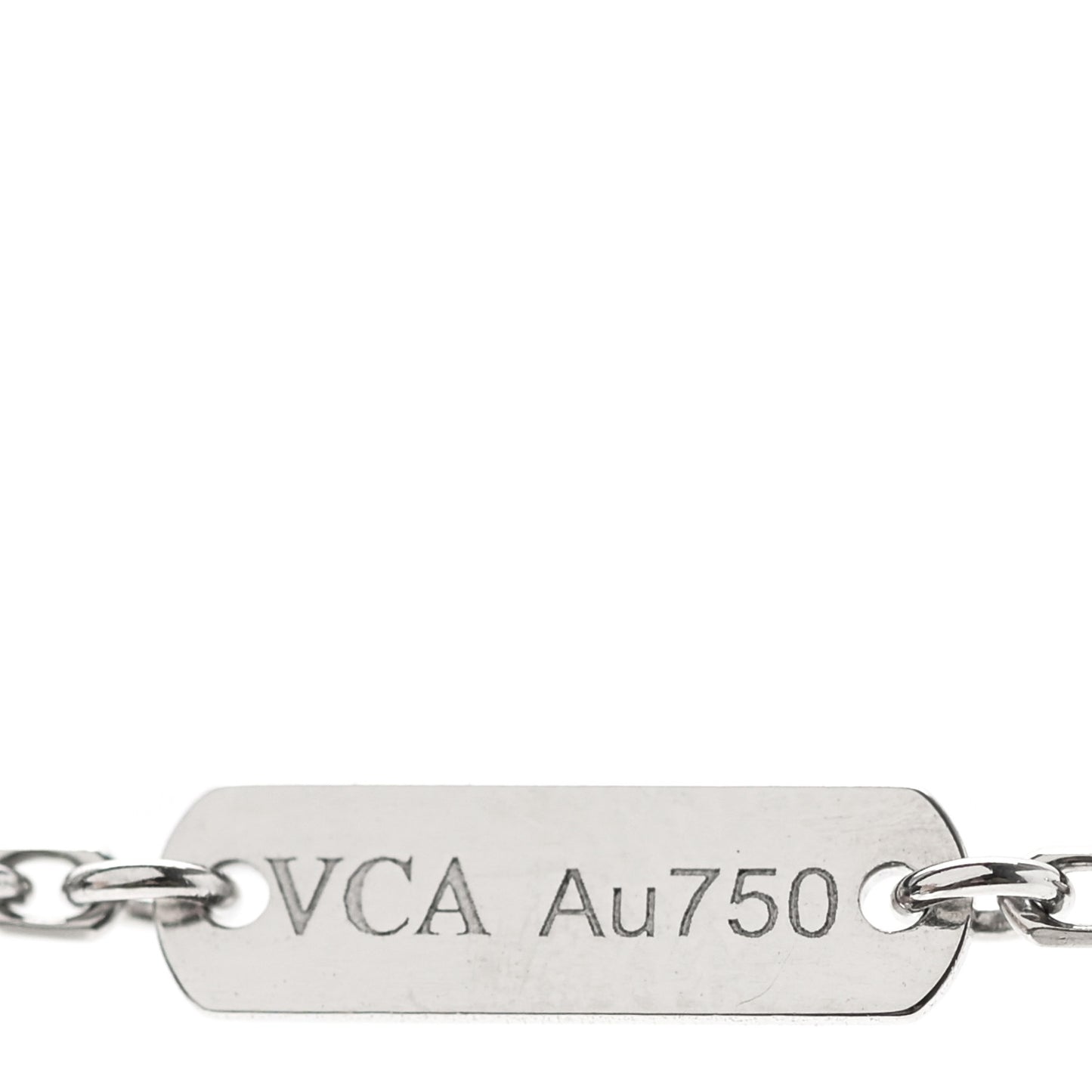 18K White Gold Mother of Pearl Vintage Alhambra Pendant Necklace