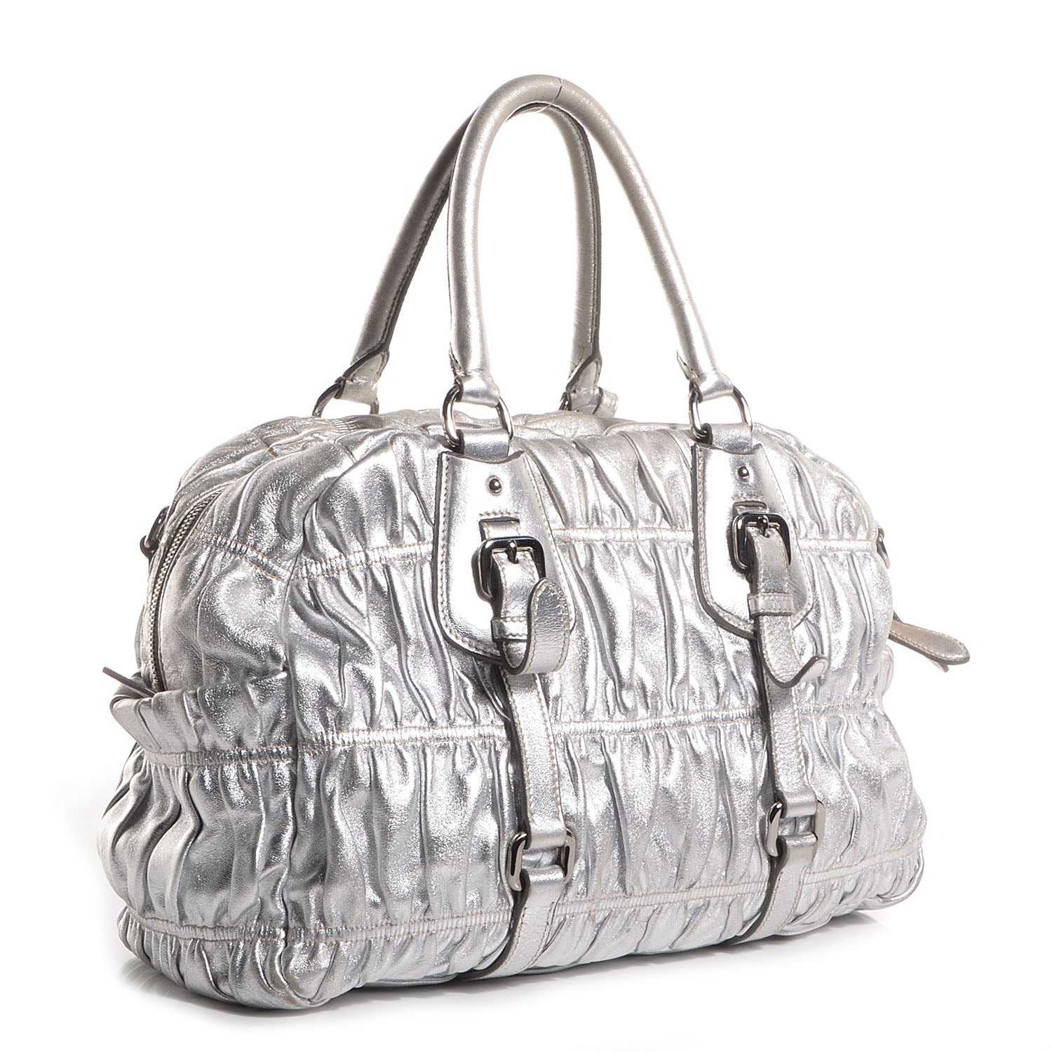 Prada Nappa Gaufre Bowler Argento 3 of 10