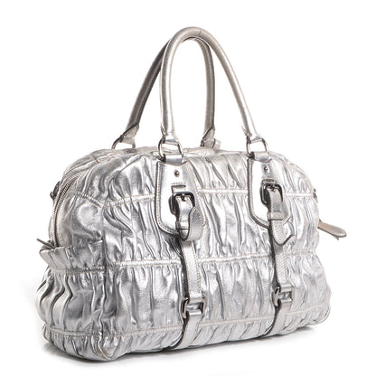 Prada Nappa Gaufre Bowler Argento 3 of 10