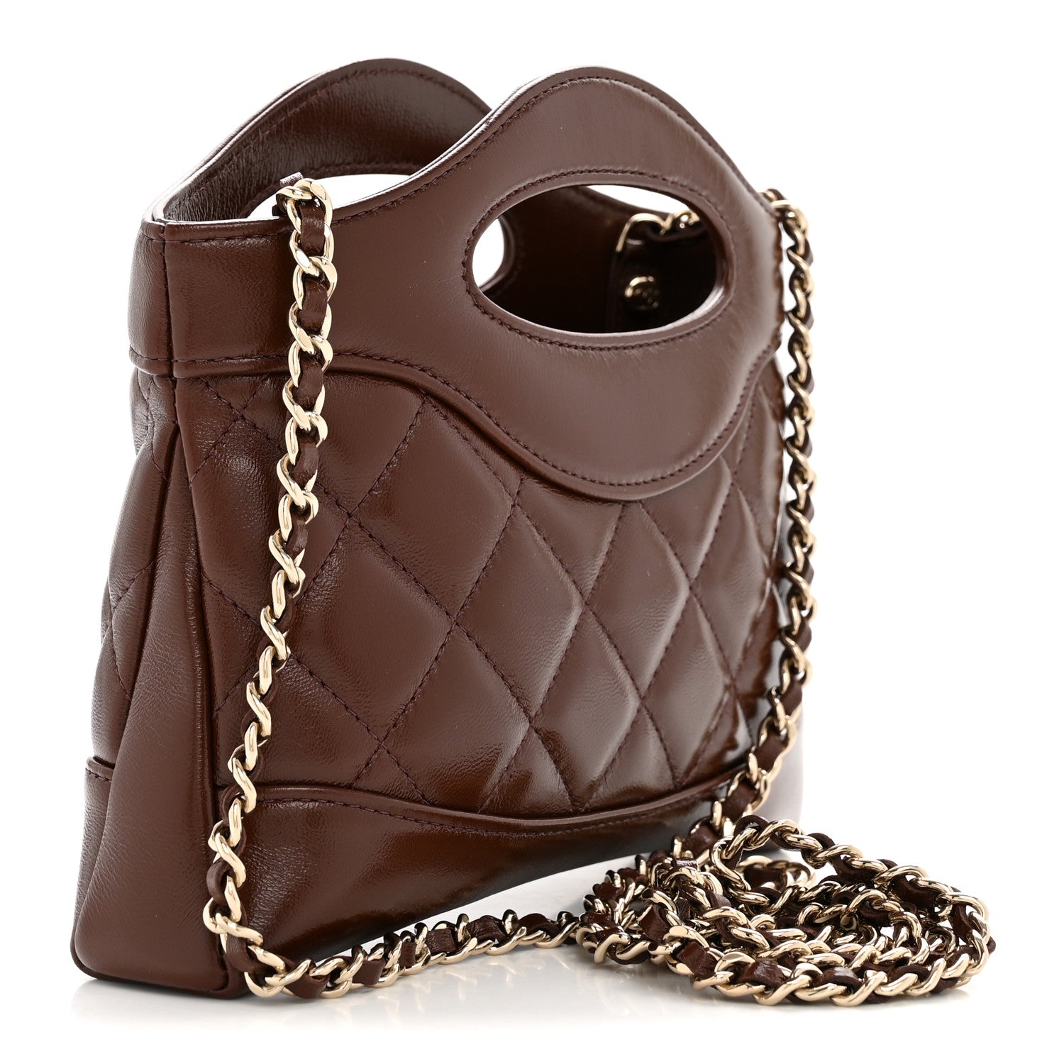 CHANEL ブラウン キルティング バッグ Chanel Chocolate Brown Quilted Lambskin Medium Classic Double Flap