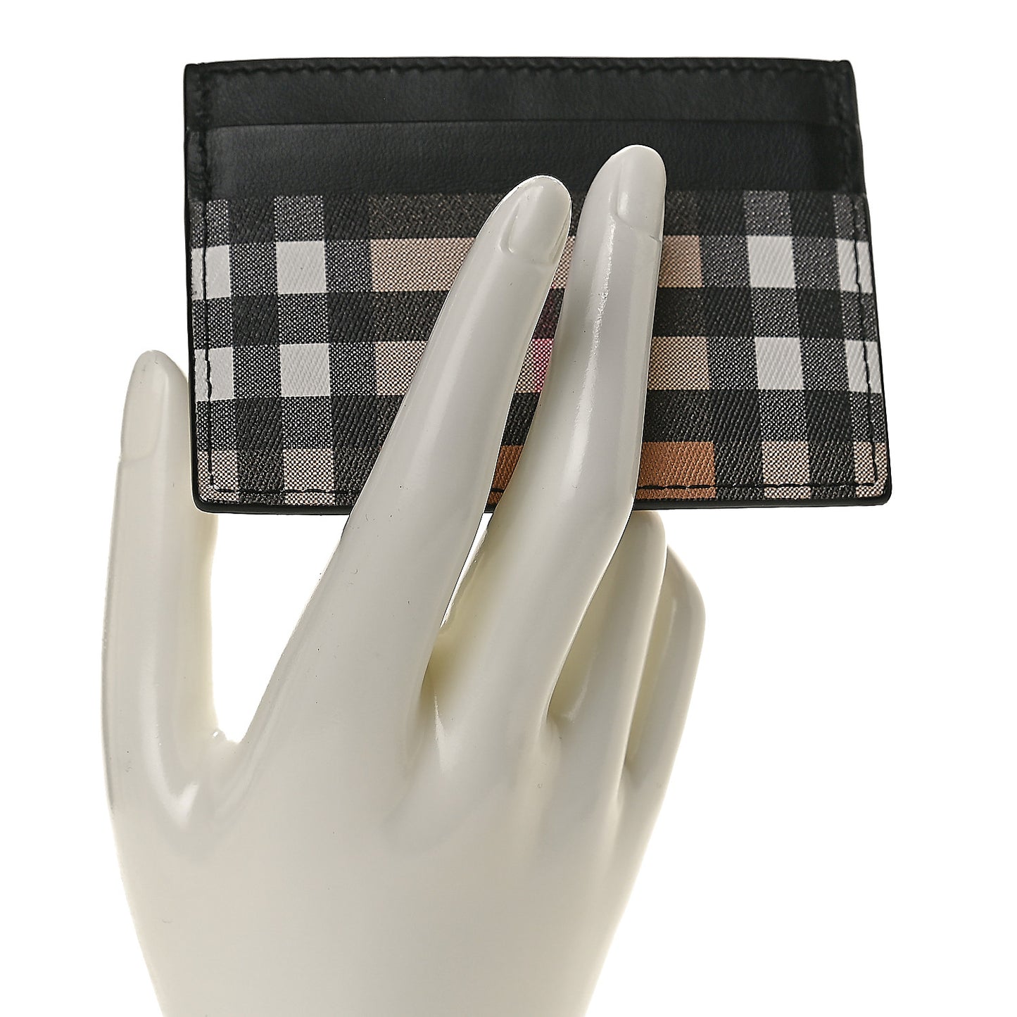 Vintage Check Calfskin Card Case Black