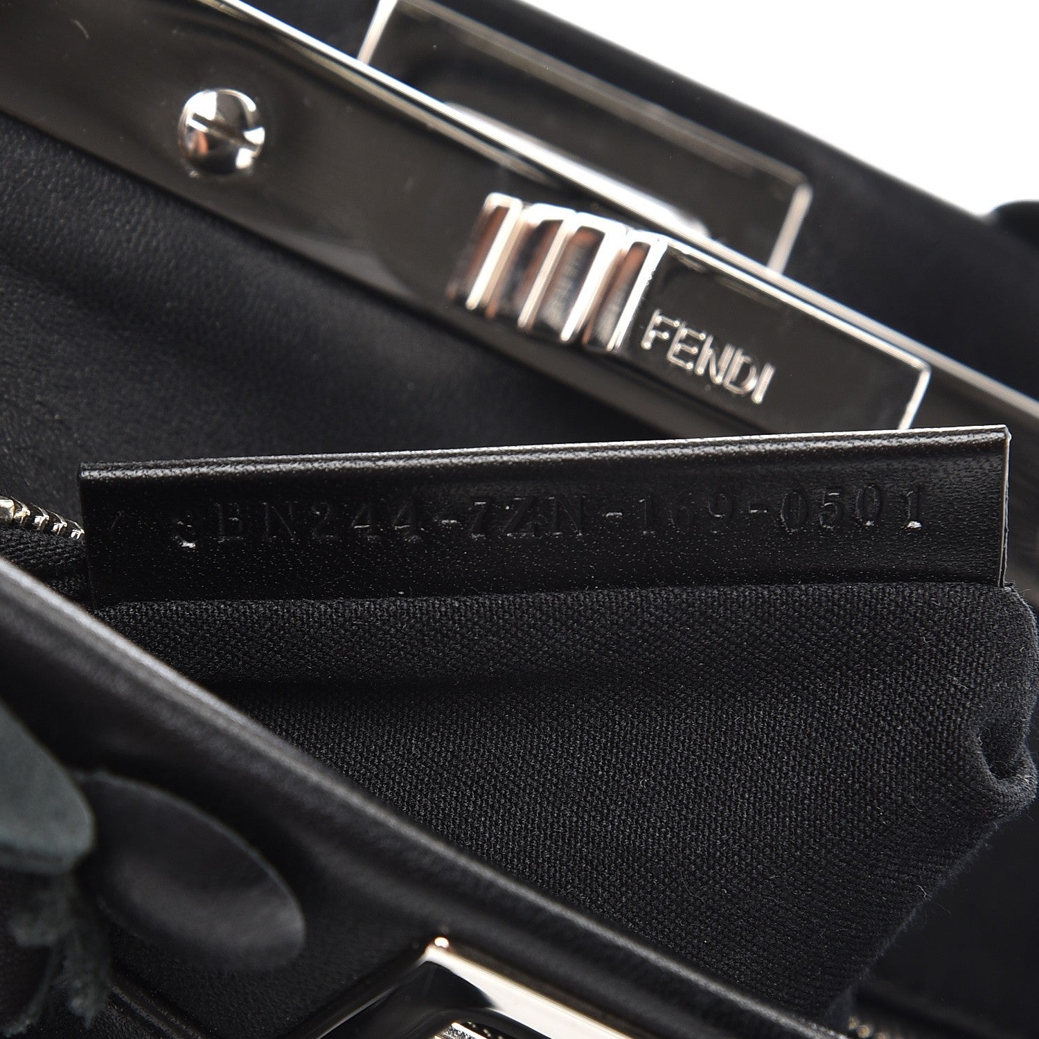 Fendi Nappa Flowerland Mini Peekaboo Iconic Satchel Black 6 of 8