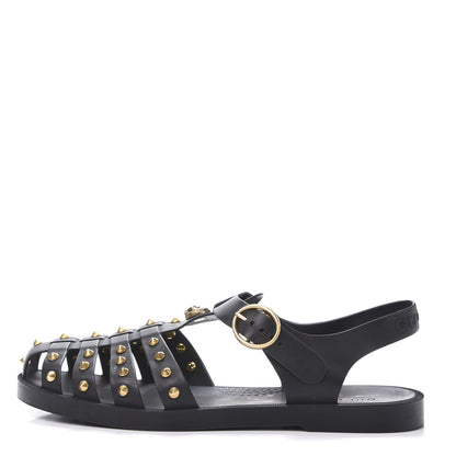 Gucci Rubber Crystal Mens Buckle Strap Sandals 8 Black 1 of 8