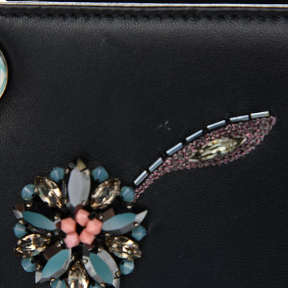 Christian Dior Smooth Calfskin Embroidered Beaded Floral Medium Lady Dior Black 11 of 12