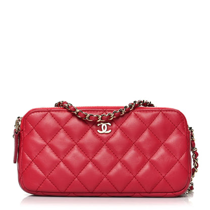 Chanel Lambskin Quilted Small Clutch With Chain Red 1 of 10