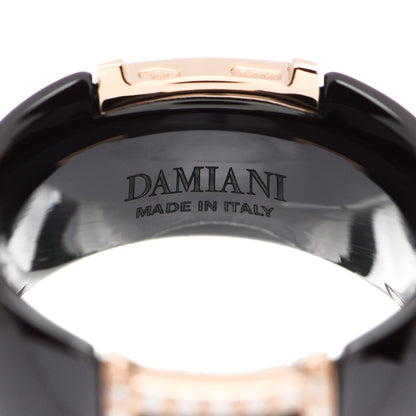 Damiani 18K Pink Gold Ceramic Diamond D Icon Ring 53 6.25 Black 4 of 6