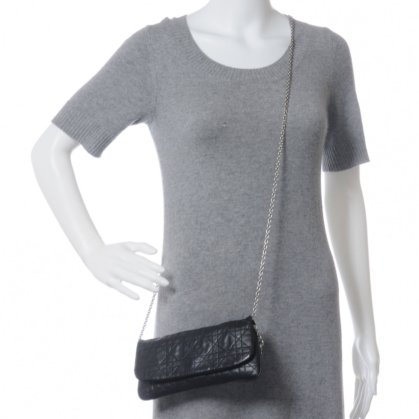 Calfskin Cannage Cross Body Bag Black