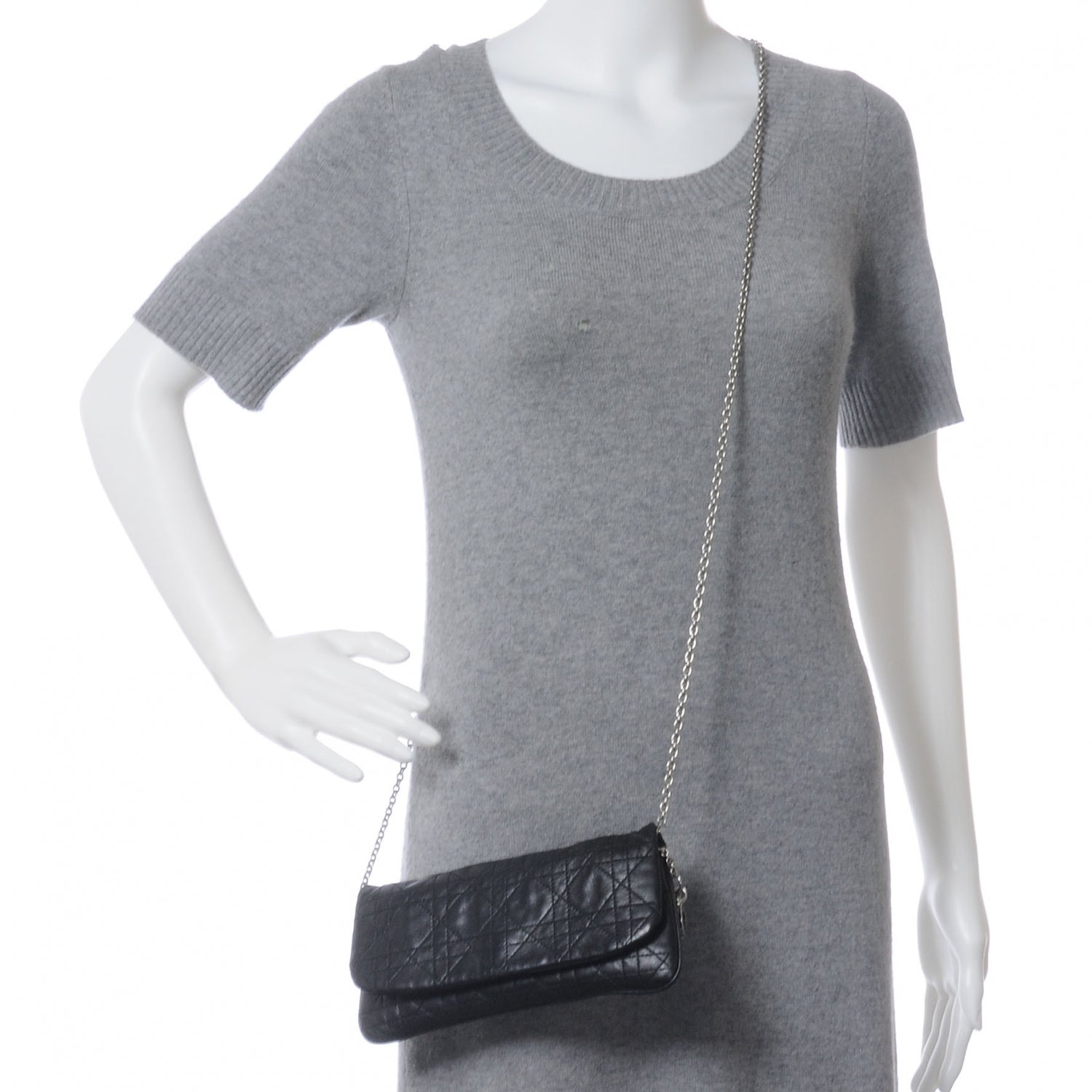 Christian Dior Calfskin Cannage Cross Body Bag Black 2 of 8
