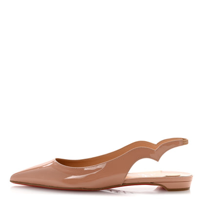 Christian Louboutin Patent Hot Chickita Slingback Flats 39.5 Nude 1 of 8