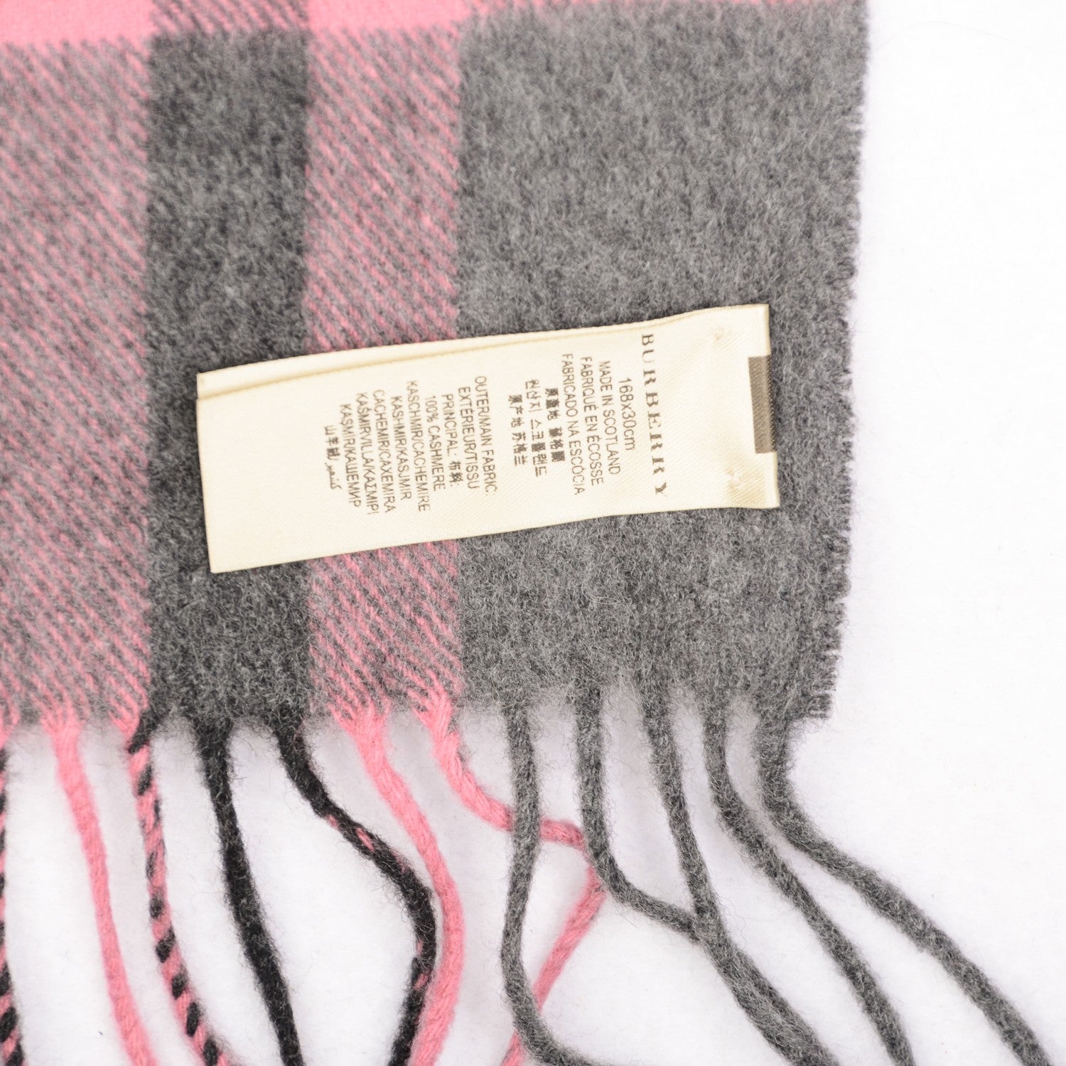 Burberry Cashmere Giant Check Fringe Scarf Antique Blush 4 of 6