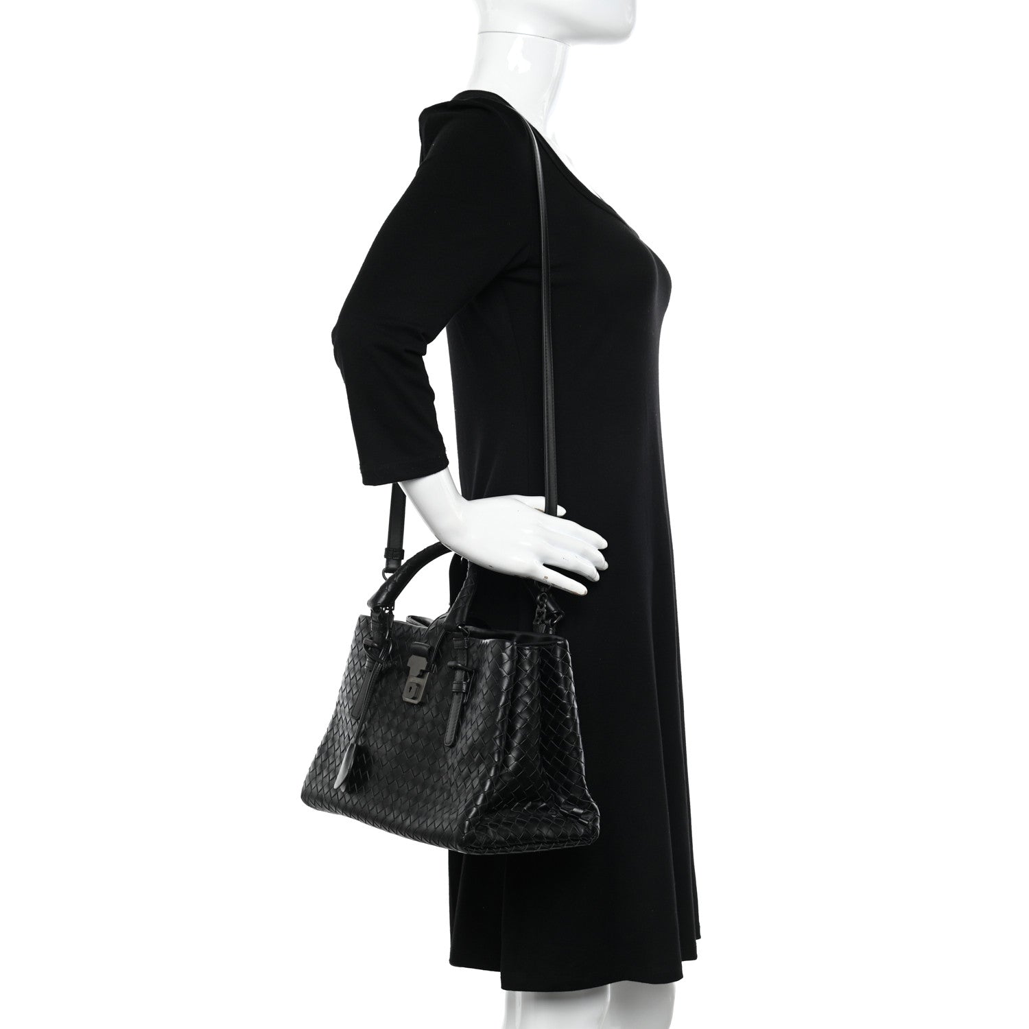 Bottega Veneta Light Calf Intrecciato Small Roma Black 2 of 14