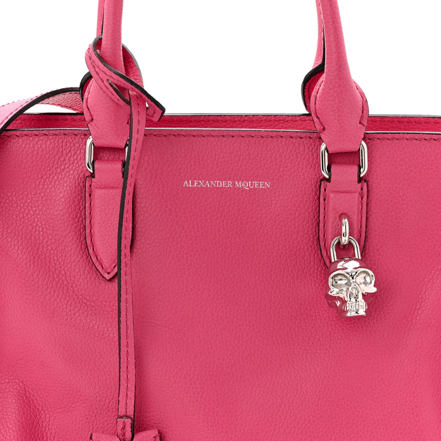 Pebbled Calfskin Small Skull Padlock Zip Around Tote Bouganville