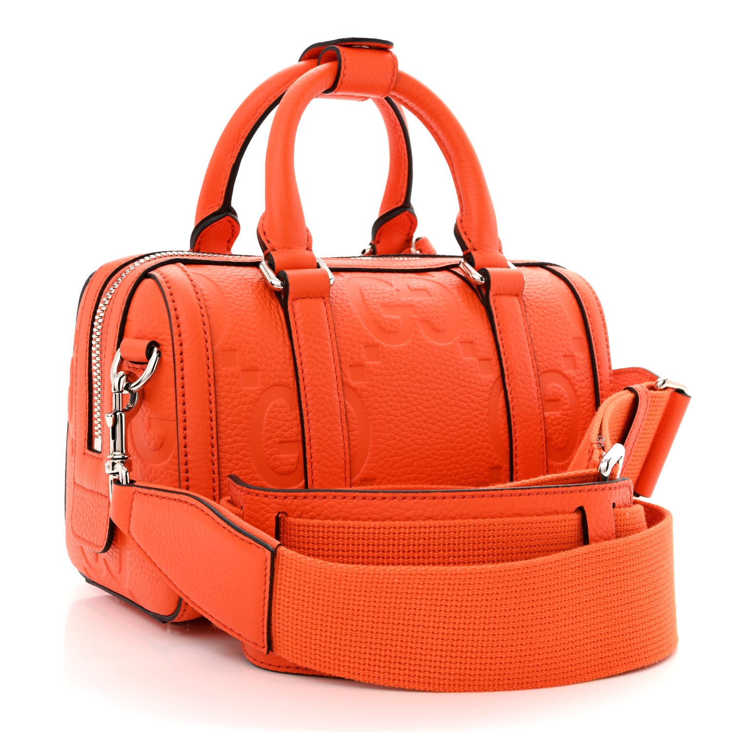 Gucci Piuma Calfskin Jumbo GG Embossed Mini Duffle Bag Good Orange 3 of 10