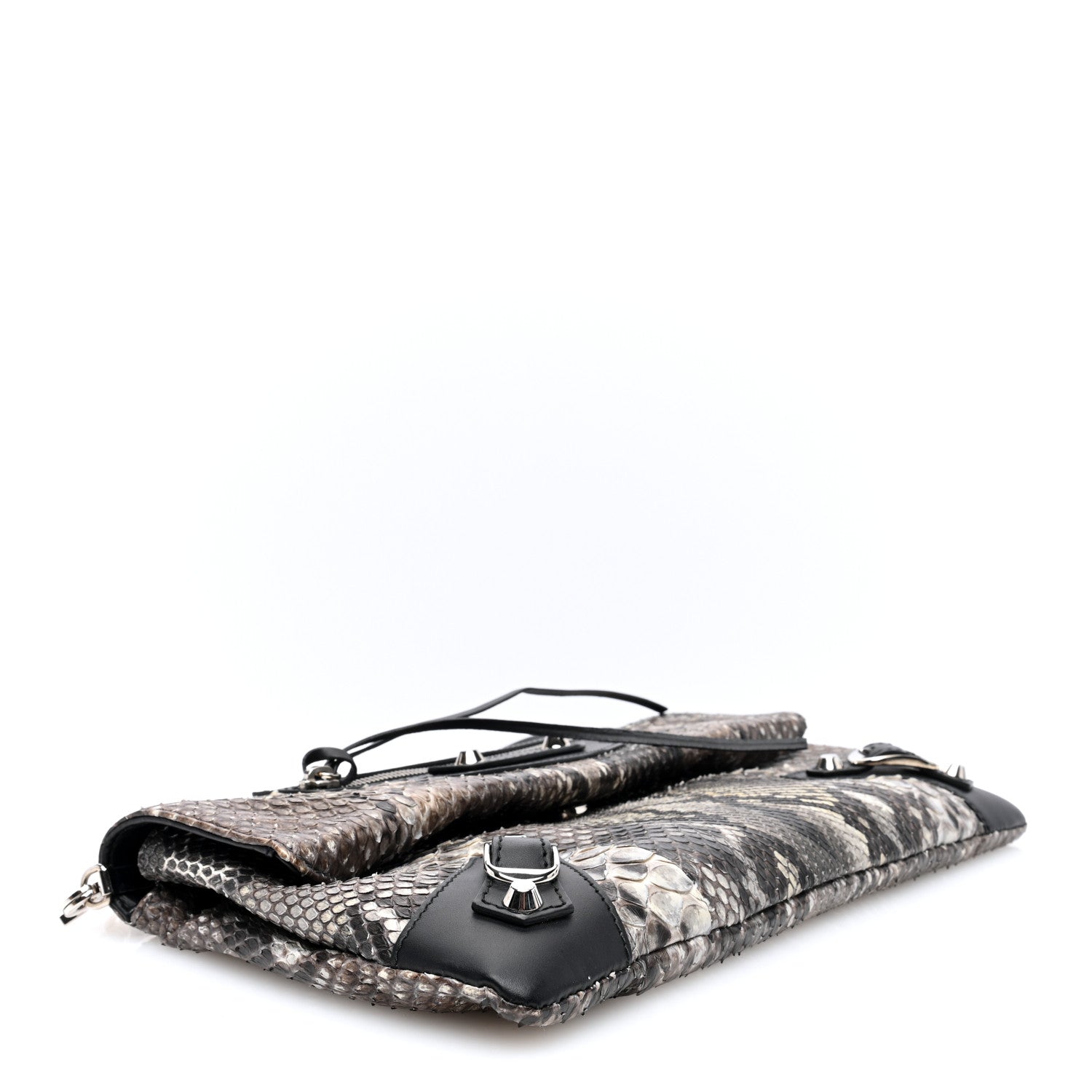 Balenciaga Snakeskin Classic Silver Hardware Envelope Strap Clutch 5 of 11