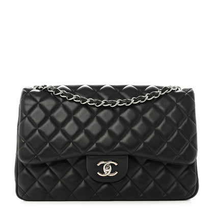 Chanel Lambskin Quilted Jumbo Double Flap Black 1 of 11