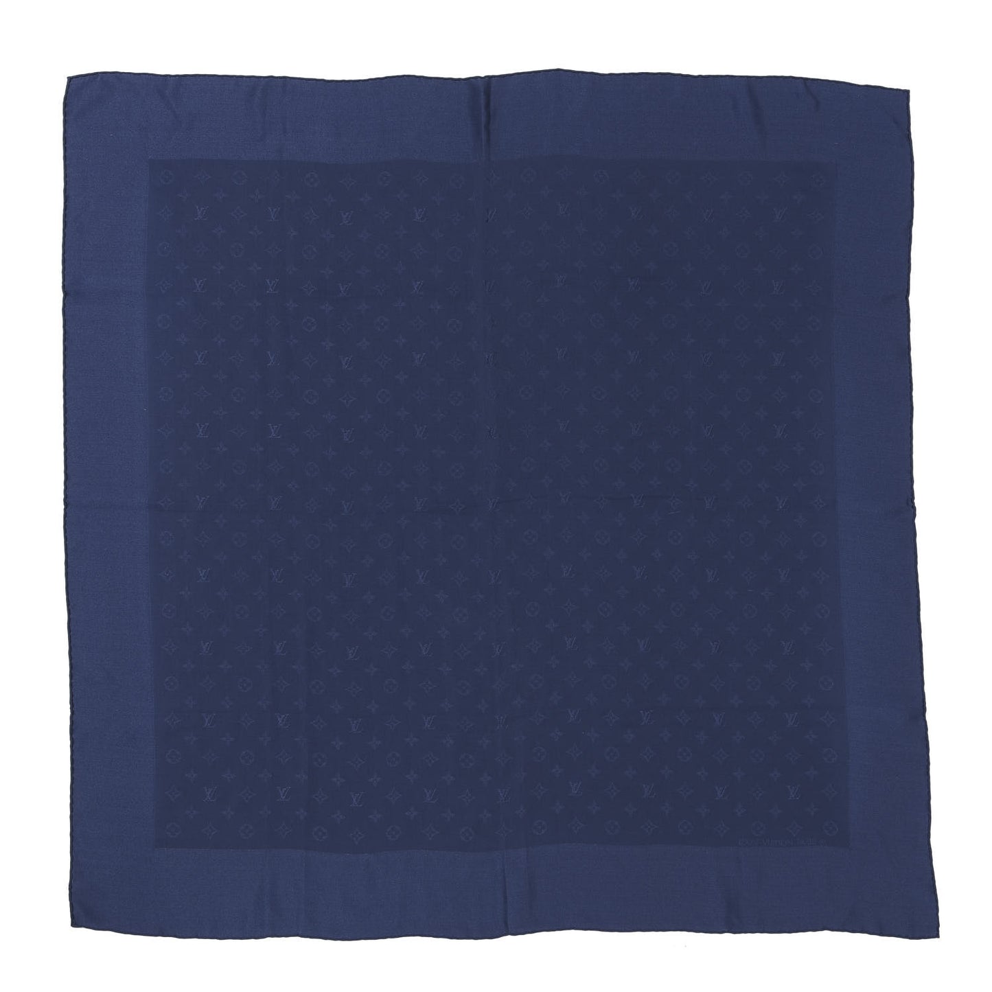 Silk Wool Monogram Shawl Night Blue